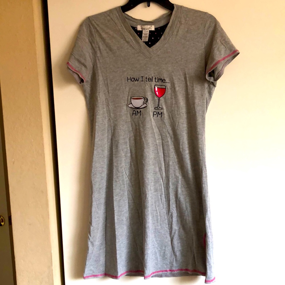 NIB Gray Nightgown Wine & Coffee